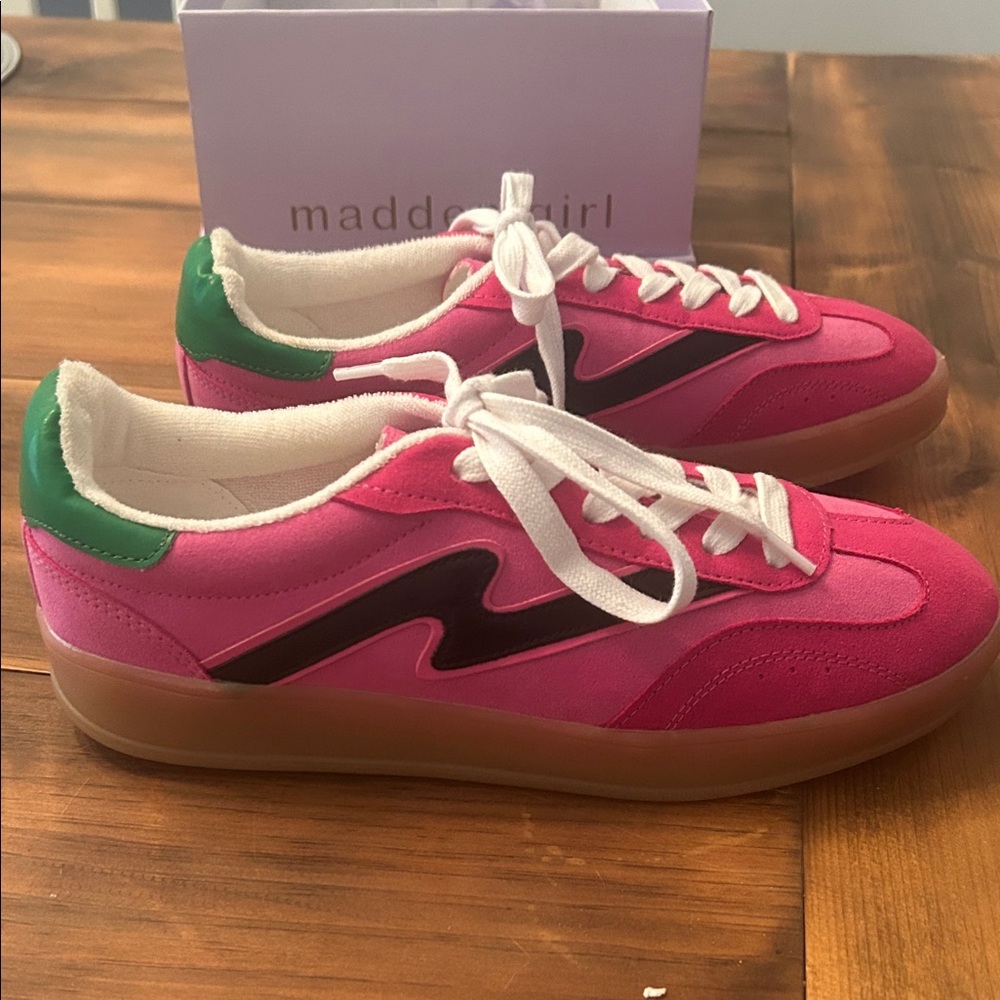 Madden Girl Pink and Green Sneakers 7 NEW